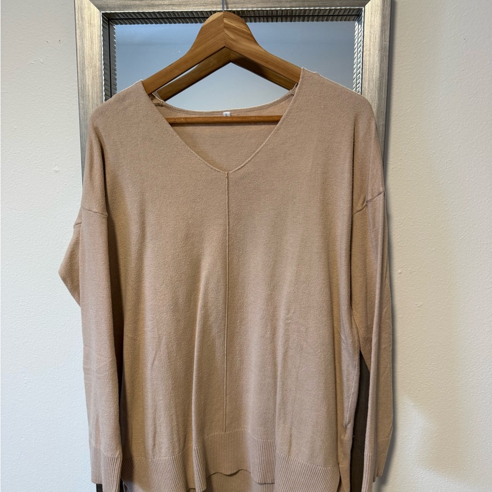 V-Neck Tan Sweater